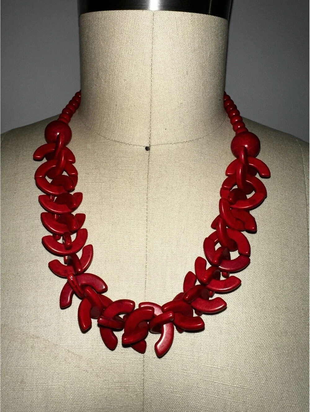 Red Statement Tribal Necklace Jewelry Stone New Style